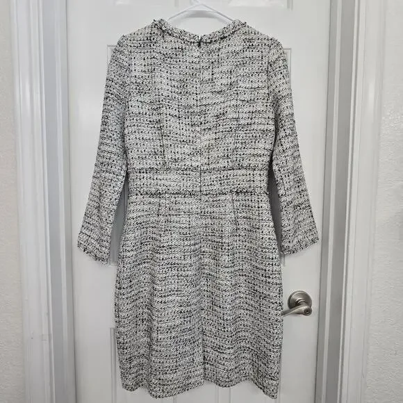 J.Crew Tweed Mini Dress Womens Sz 6 Long Sleeve Crew Neck Office Preppy Academy - Picture 5 of 13